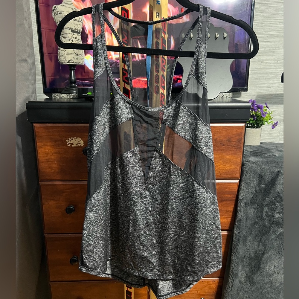 35. Lululemon Athletica Gray and Black Tank Top